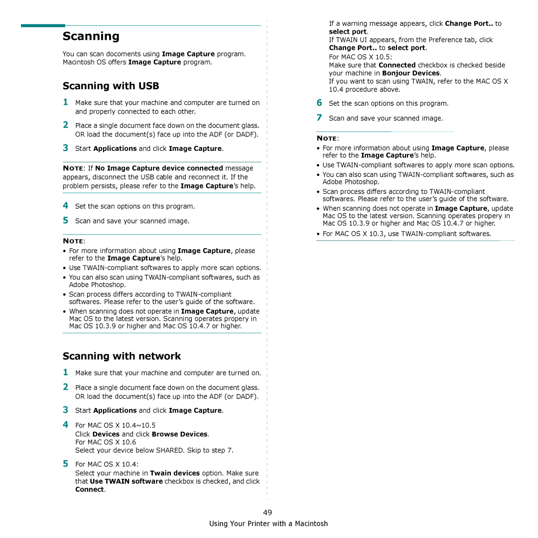 Samsung CLX-8540ND manual Scanning with USB, Scanning with network 