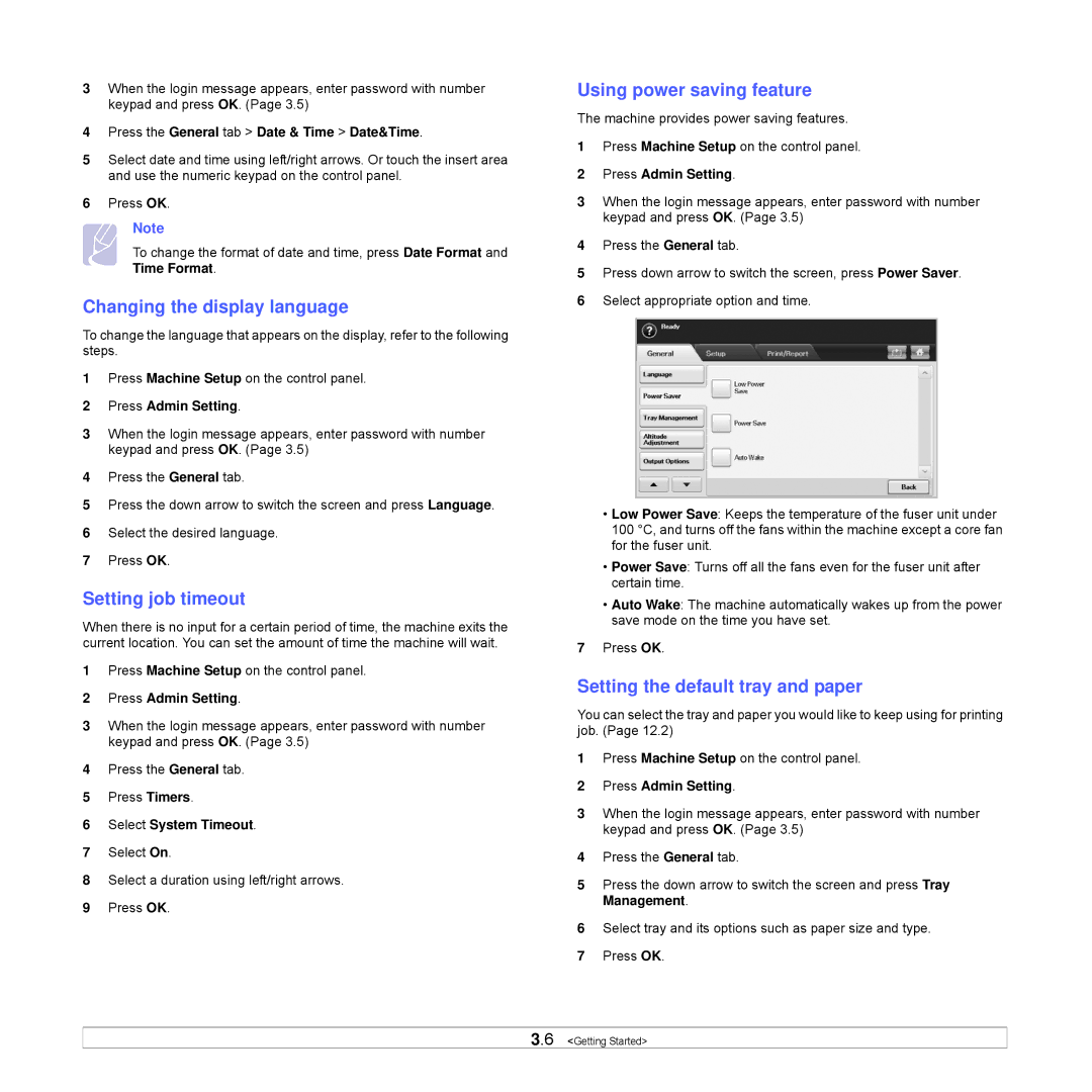 Samsung CLX-8540ND manual Changing the display language, Setting job timeout, Using power saving feature 