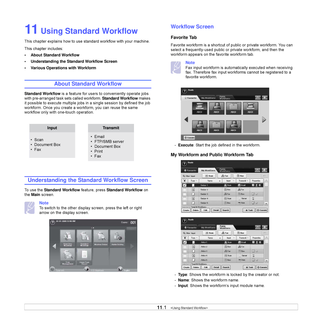 Samsung CLX-8540ND manual Using Standard Workflow, About Standard Workflow, Understanding the Standard Workflow Screen 