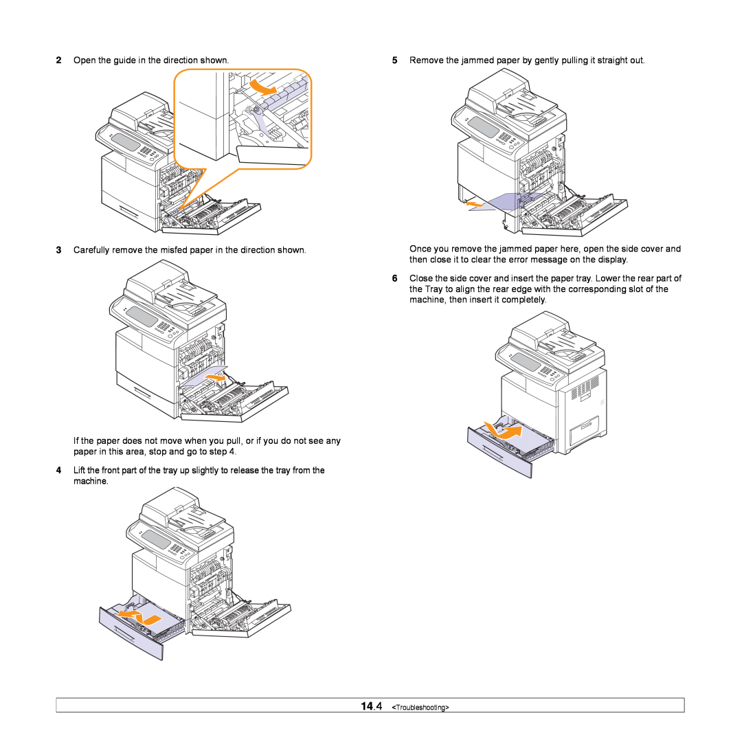 Samsung CLX-8540ND manual Open the guide in the direction shown 