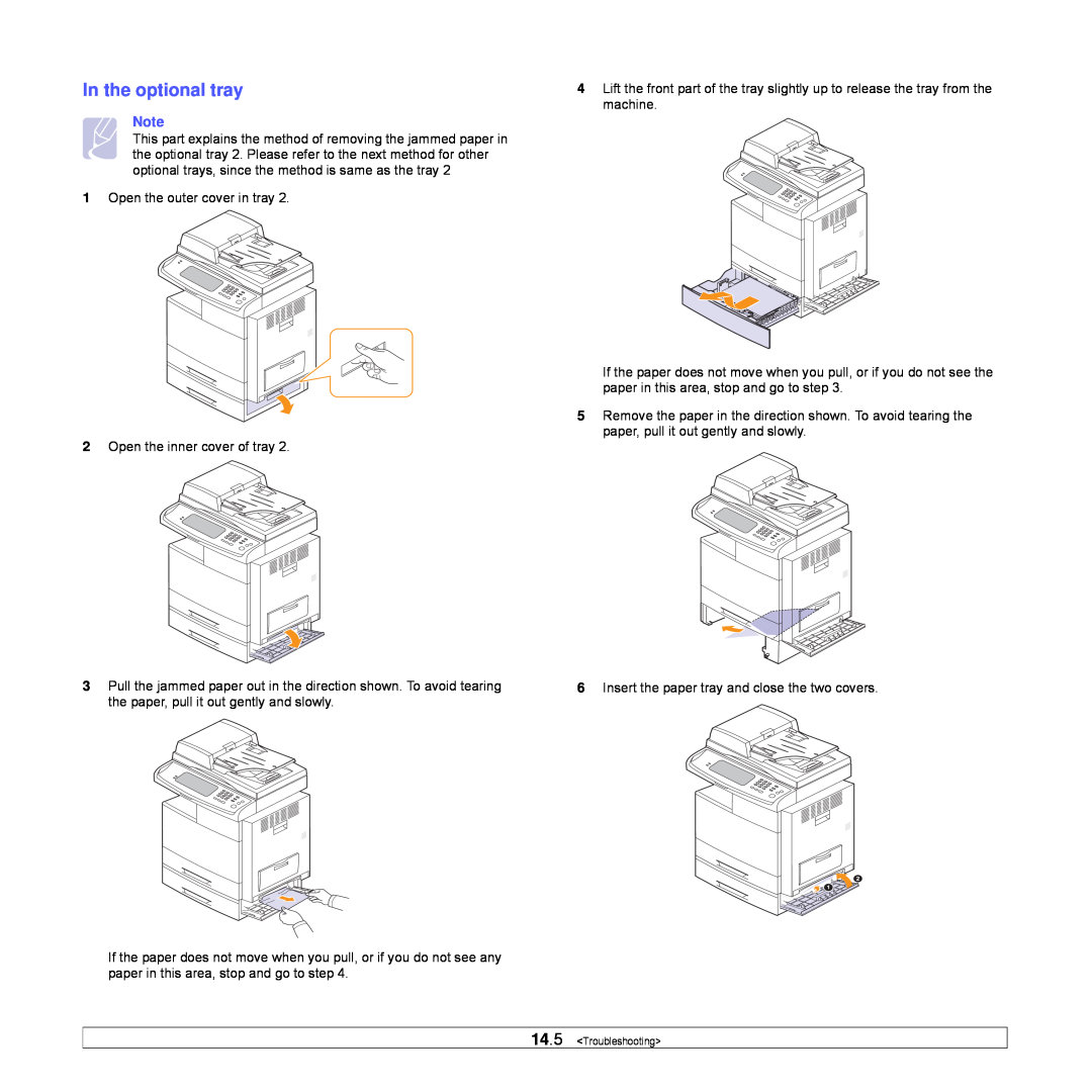 Samsung CLX-8540ND manual In the optional tray, Troubleshooting 