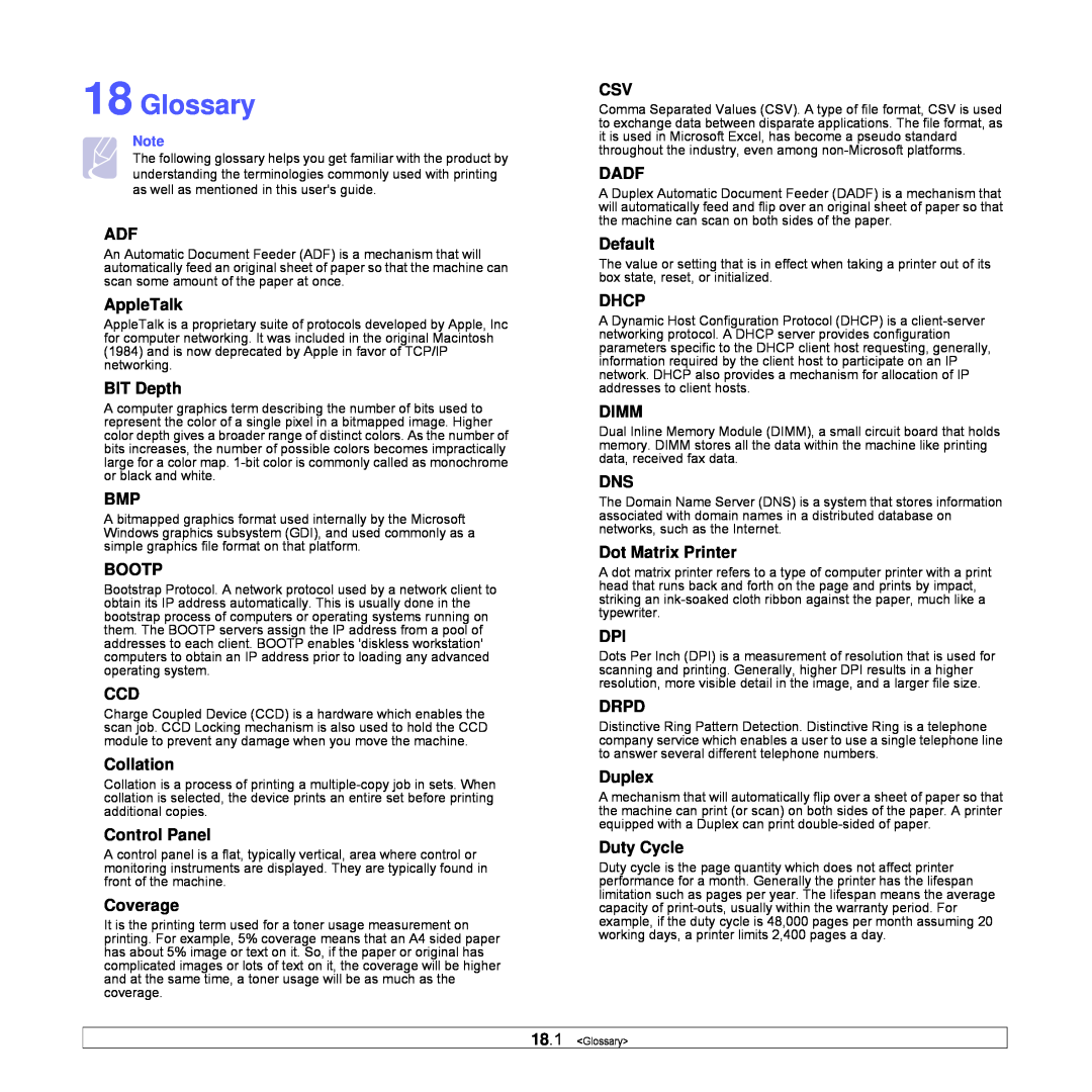 Samsung CLX-8540ND manual Glossary 