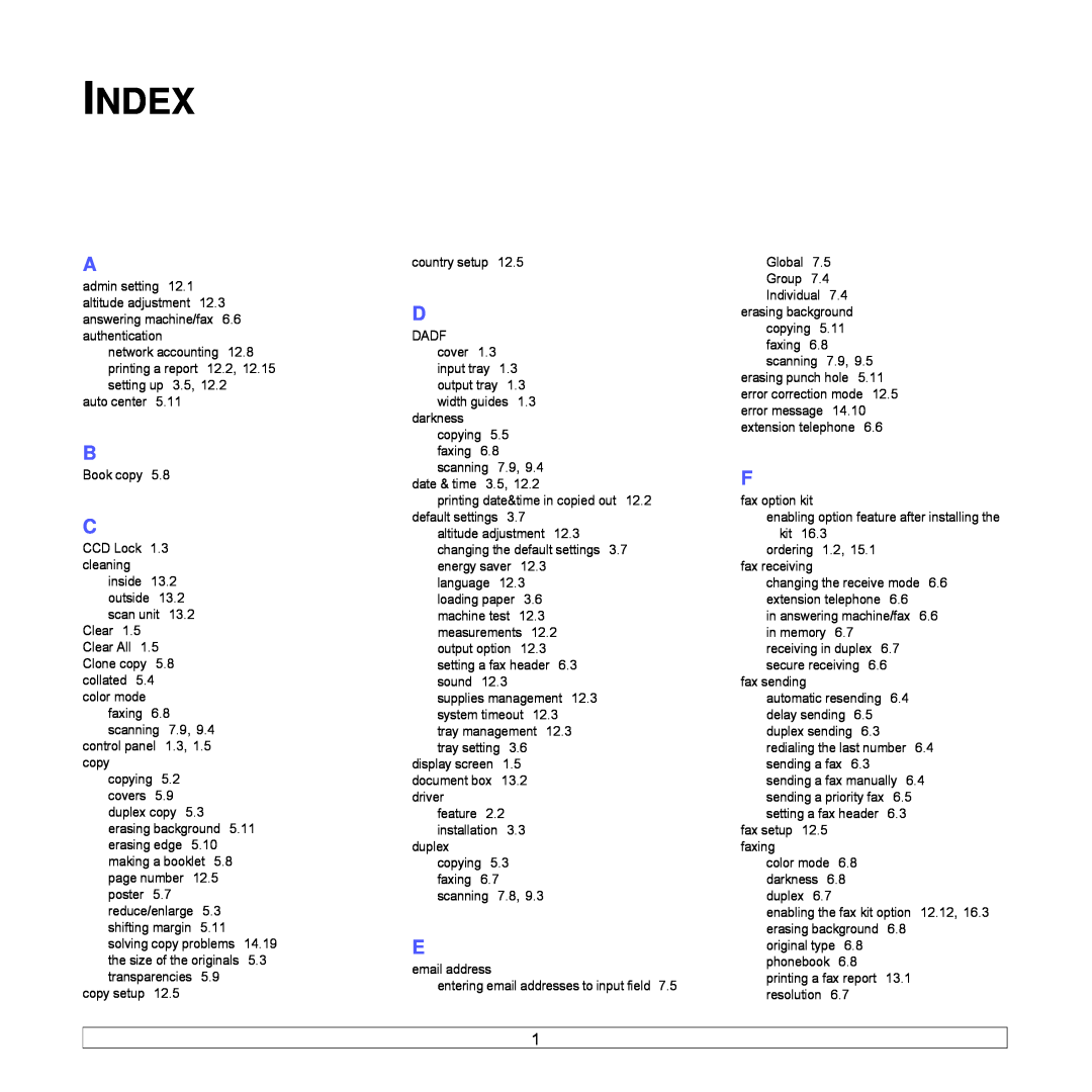 Samsung CLX-8540ND manual Index 