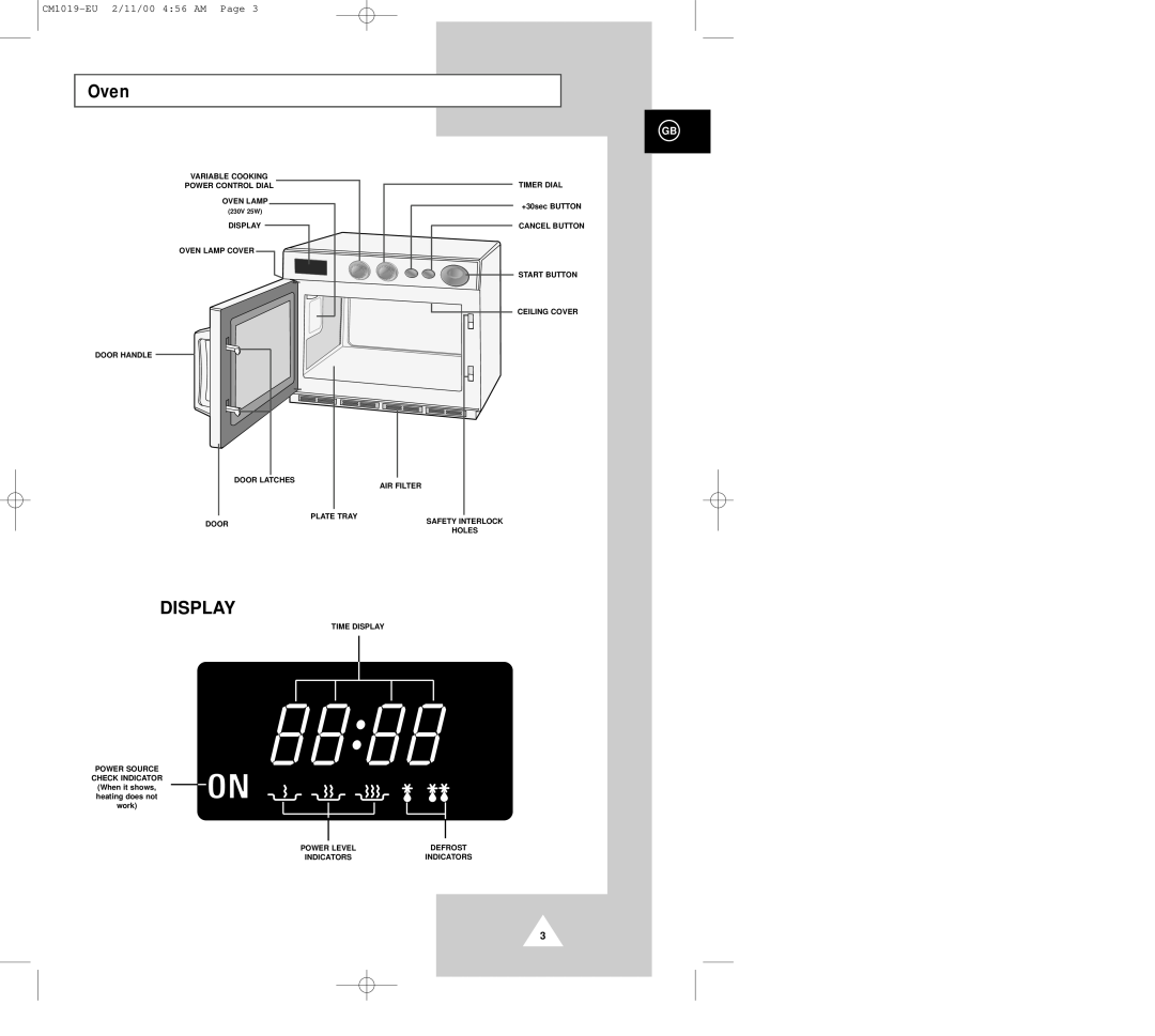 Samsung manual Oven, Display, CM1019-EU 2/11/00 456 AM Page 