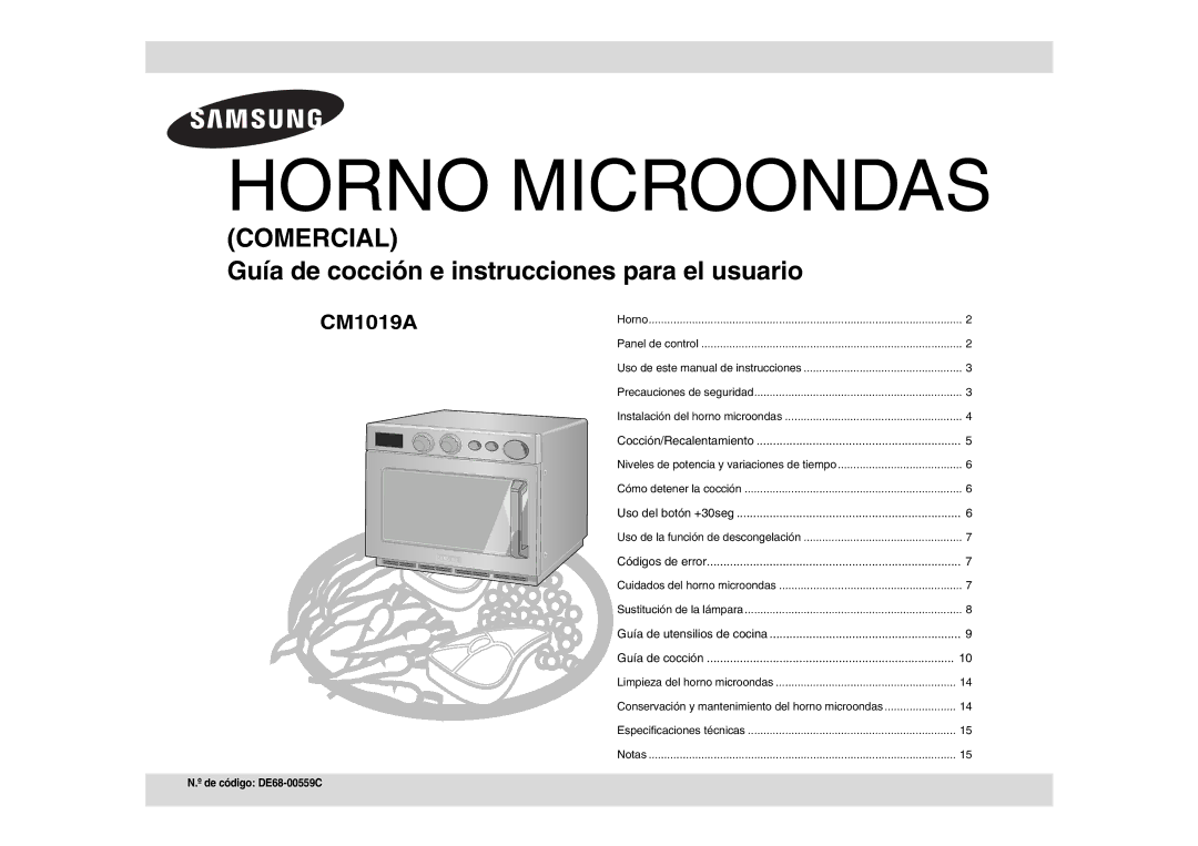 Samsung CM1019A/XEU manual Cocción/Recalentamiento, Uso del botón +30seg, Códigos de error 