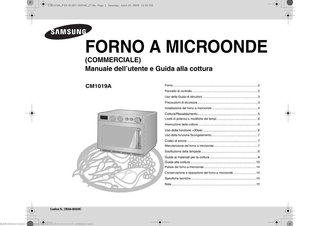 Samsung CM1019A/XEU manual Cottura/Riscaldamento, Uso della funzione +30sec, Codici di errore 