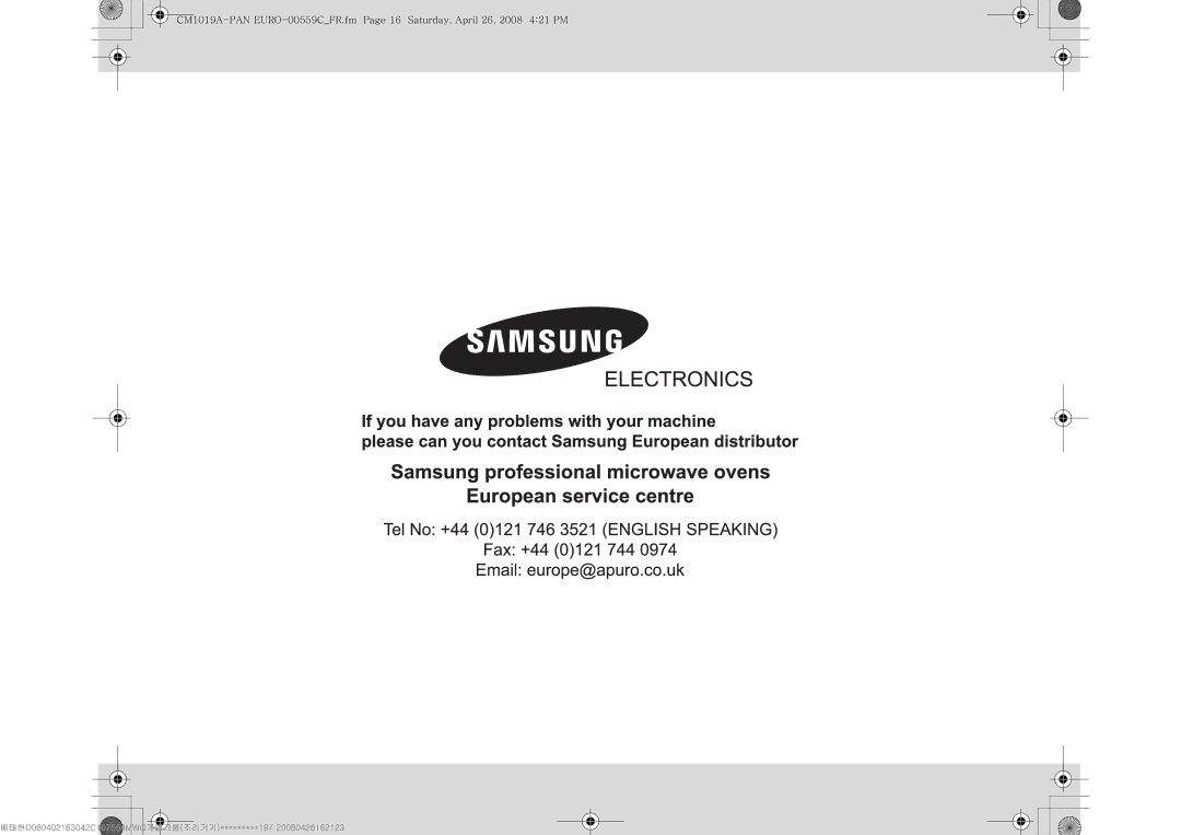 Samsung CM1019A/XEU manual $ !#$#%&# 