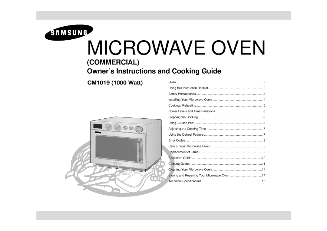 Samsung CM1019/XET manual Microwave Oven, Code No. DE68-02350A 