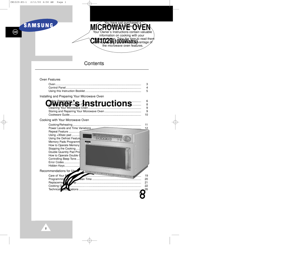 Samsung CM1029 manual Contents 