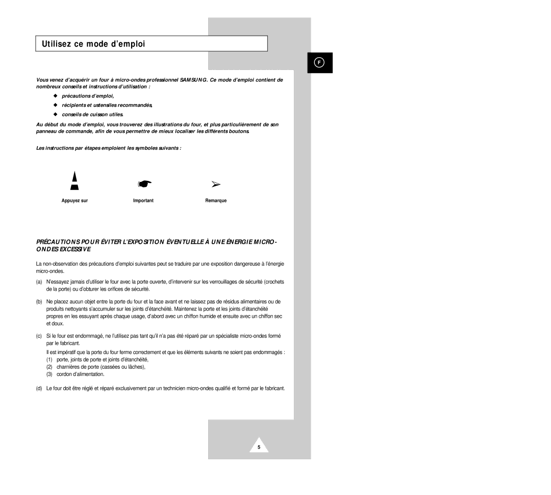 Samsung CM1029/XEF manual Utilisez ce mode d’emploi, Appuyez sur 