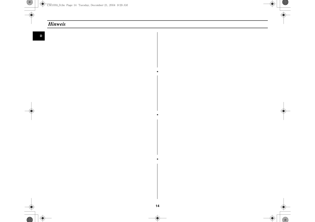 Samsung CM1039/XEG manual Hinweis 