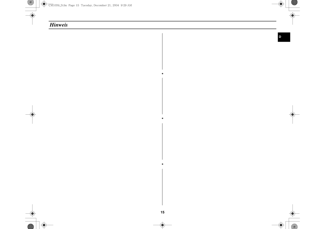 Samsung CM1039/XEG manual Hinweis 