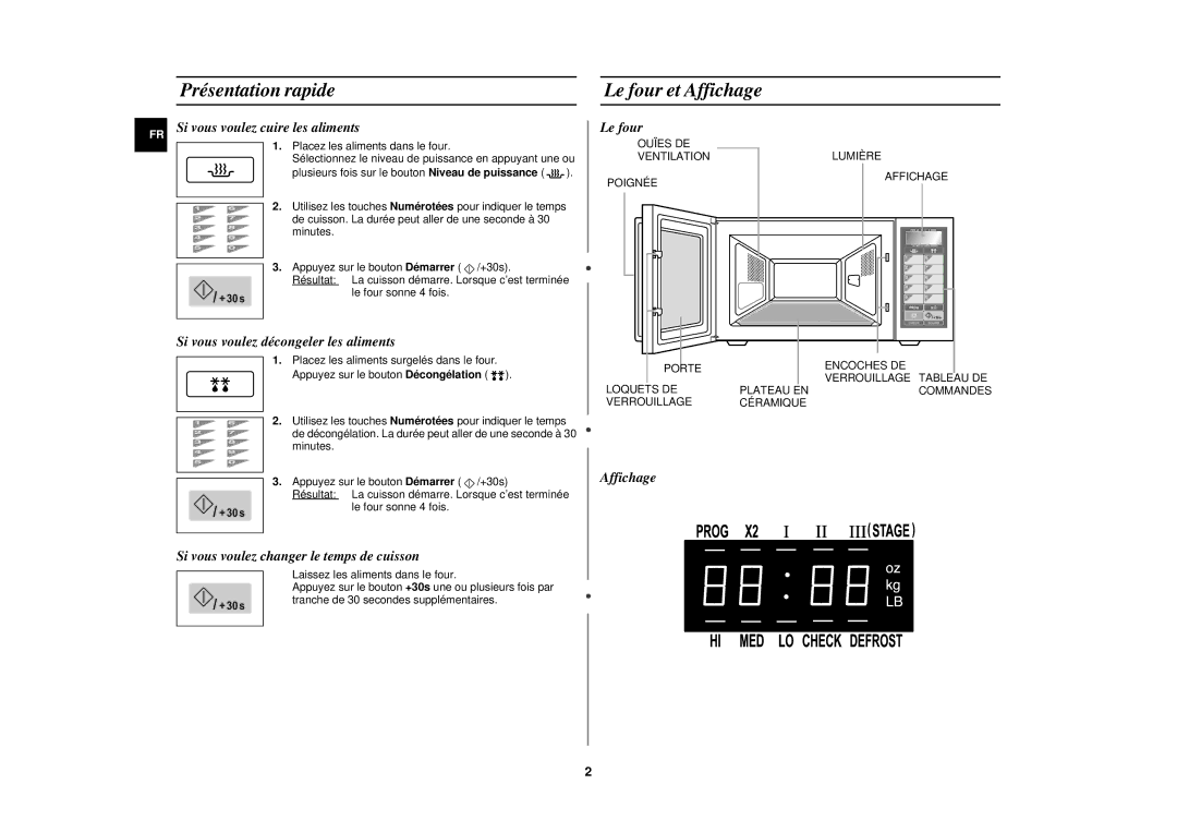 Samsung CM1049/XEF manual Présentation rapide, Le four et Affichage 