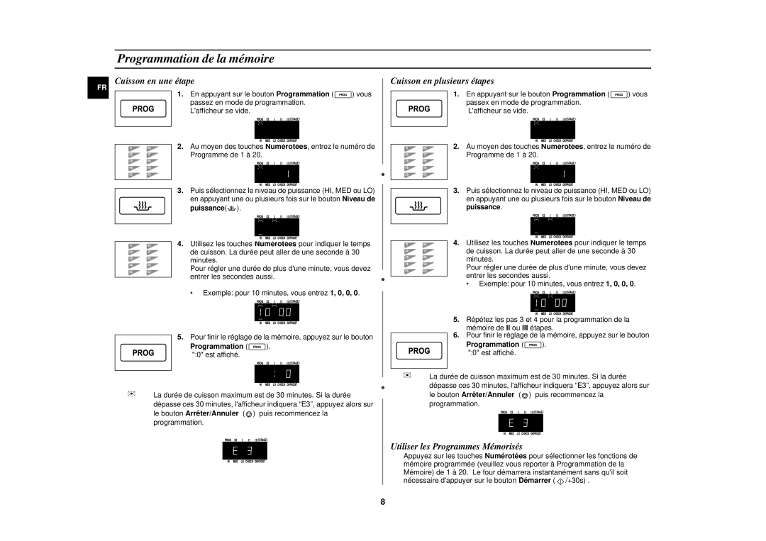 Samsung CM1049/XEF manual Programmation de la mémoire 