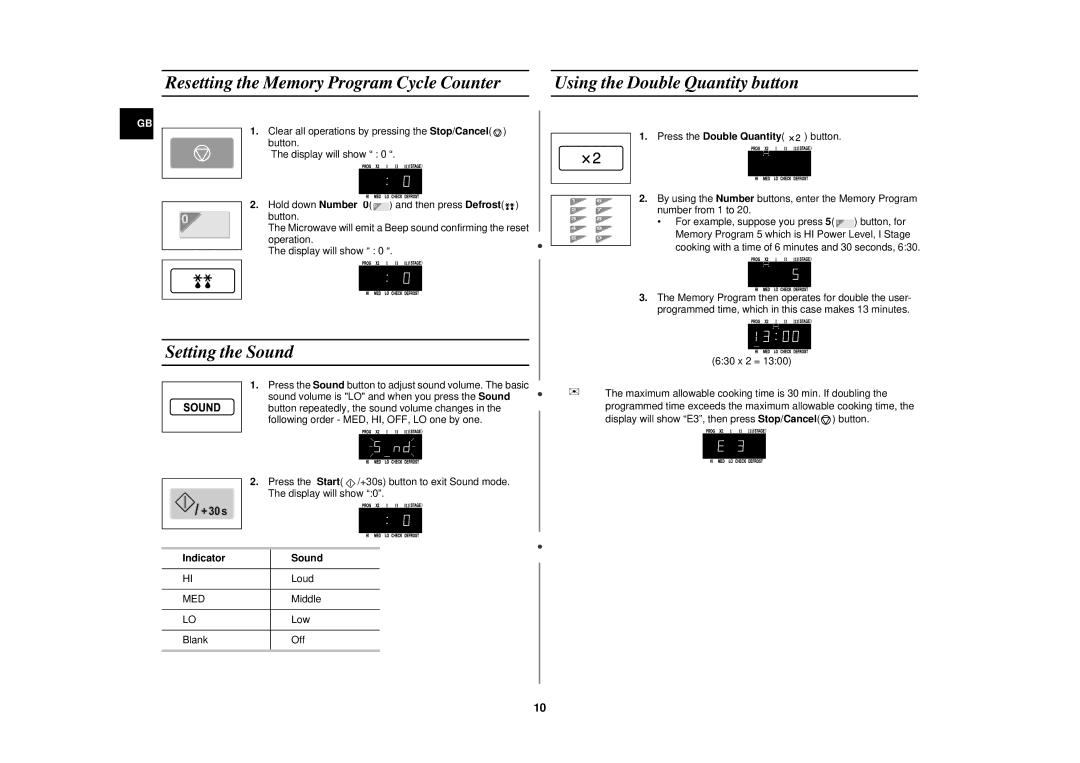 Samsung CM1049/XET manual Setting the Sound, Indicator Sound 