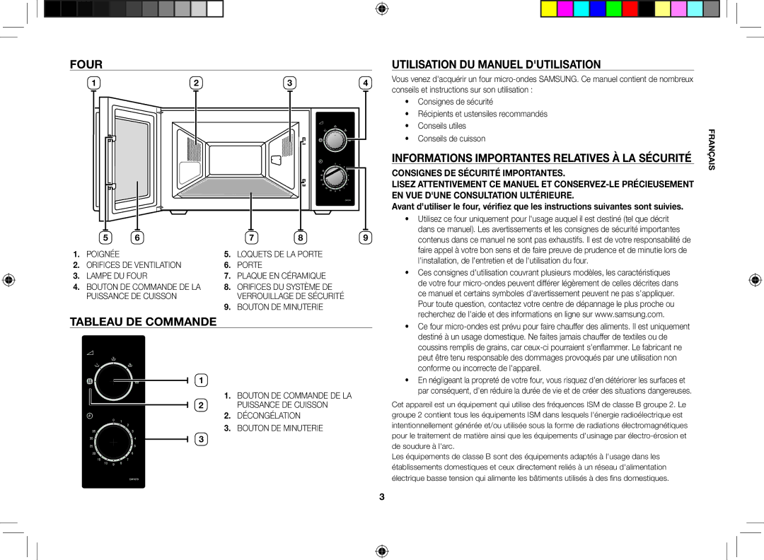 Samsung CM1079A-1/XEU manual Four, Tableau de commande, Utilisation du manuel dutilisation 