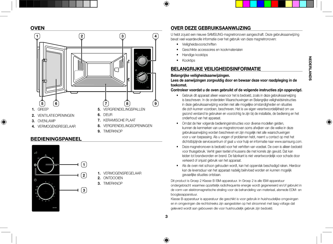 Samsung CM1079A-1/XEU manual Oven, Bedieningspaneel, Over deze gebruiksaanwijzing, Belangrijke veiligheidsinformatie 