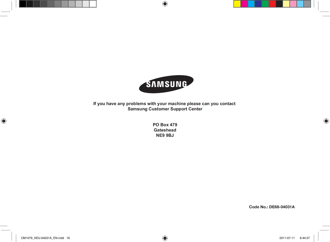 Samsung CM1079A-1/XEU manual Code No. DE68-04031A 