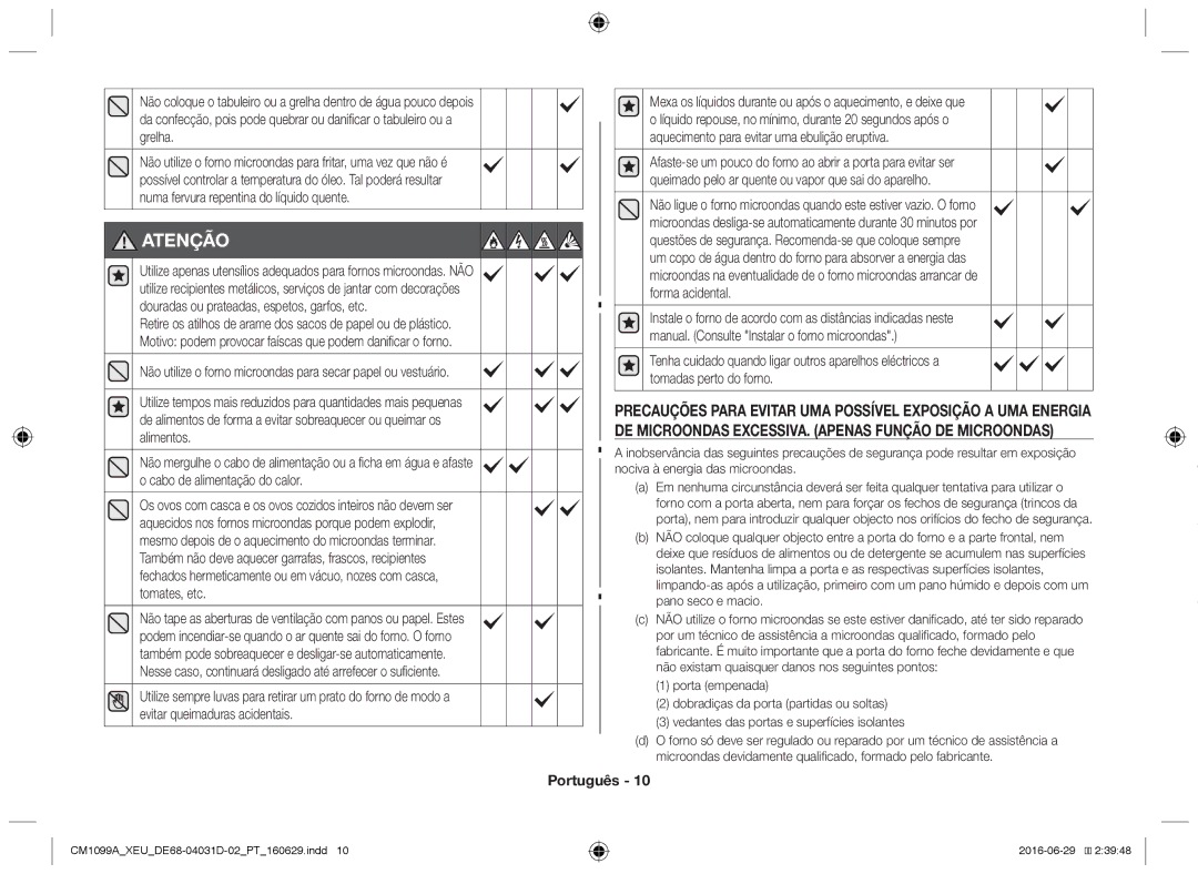 Samsung CM1099A/XEU manual Atenção, Pano seco e macio 