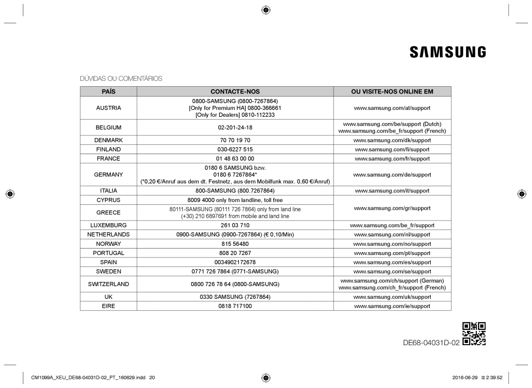 Samsung CM1099A/XEU manual Dúvidas OU Comentários, CONTACTE-NOS OU VISITE-NOS Online EM 