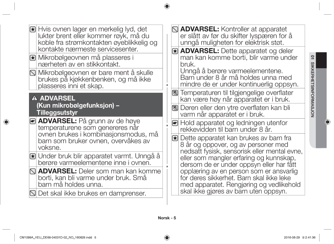 Samsung CM1099A/XEU manual Kun mikrobølgefunksjon Tilleggsutstyr 