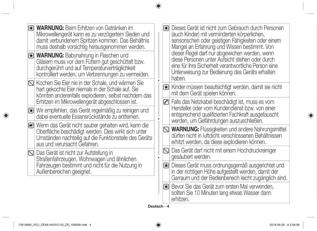 Samsung CM1099A/XEU manual Deutsch 