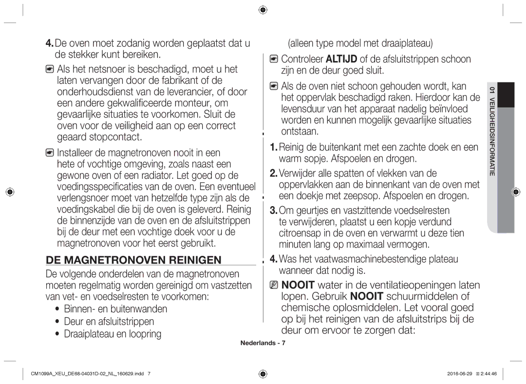 Samsung CM1099A/XEU manual De magnetronoven reinigen 