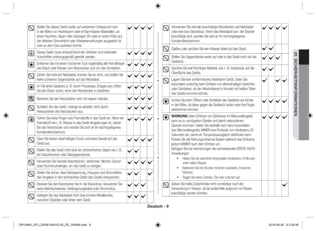 Samsung CM1099A/XEU manual Herausziehen des Netzsteckers aus, Oberfläche des Geräts, Verband 