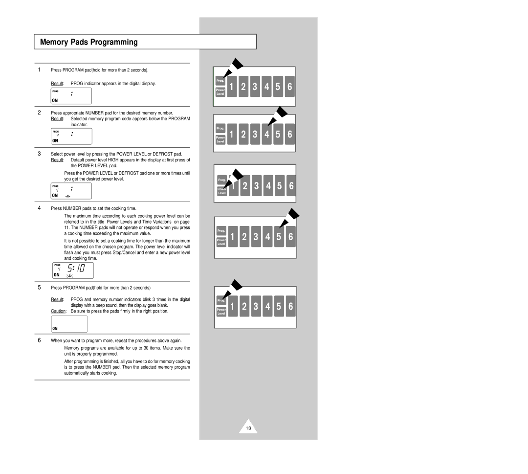 Samsung CM1229B manual Memory Pads Programming 