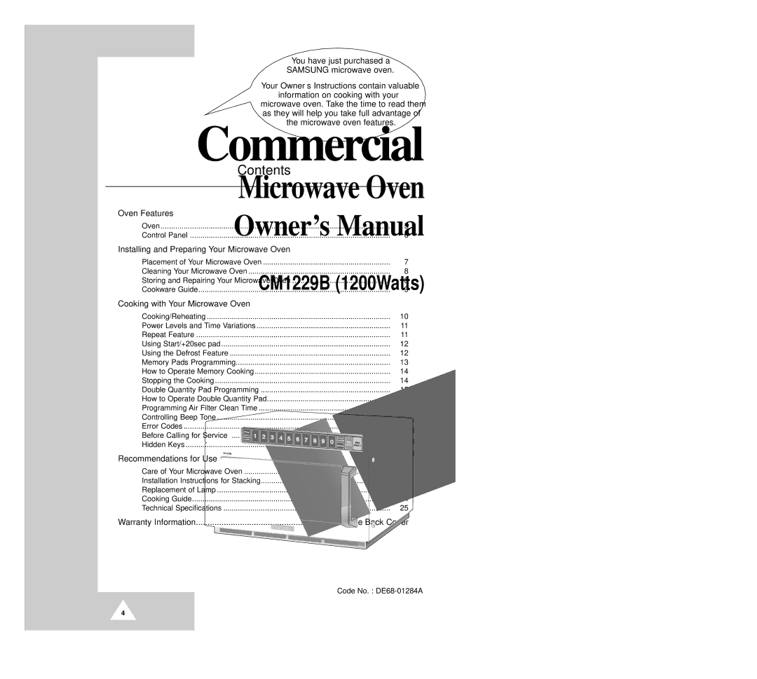 Samsung CM1229B manual Contents 