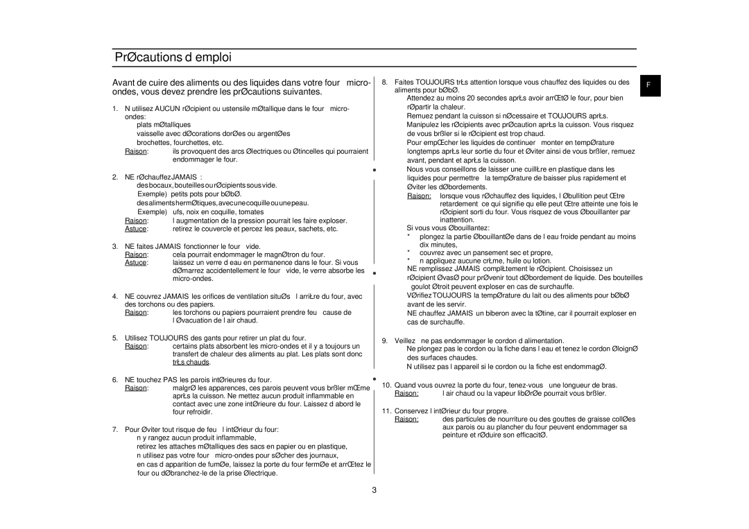 Samsung CM1319/XEF, CM1919/XEF, CM1619/XEF manual Précautions d’emploi 