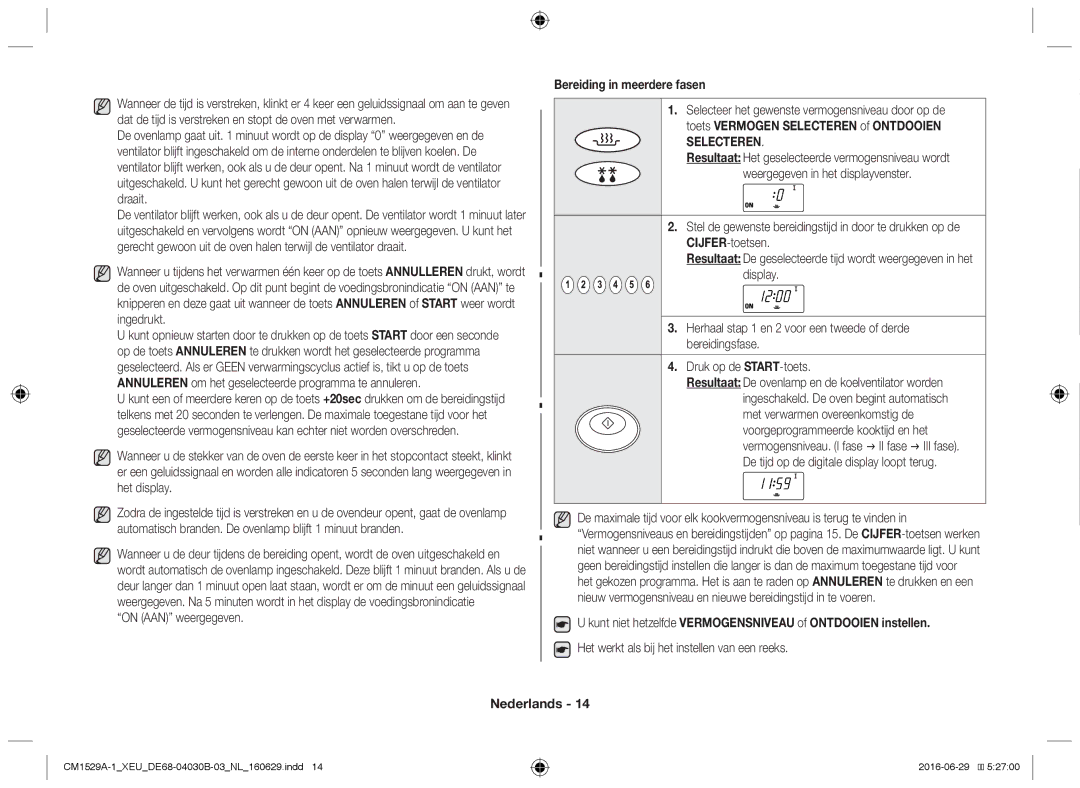 Samsung CM1929/XEF manual On AAN weergegeven, Bereiding in meerdere fasen, Het werkt als bij het instellen van een reeks 