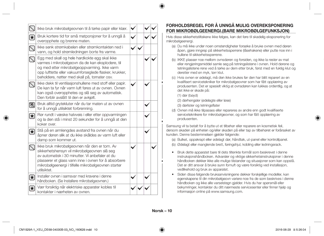 Samsung CM1929/XET, CM1329A/XEU, CM1529A-1/XEU, CM1929/XEF, CM1929A/XEU manual Norsk 