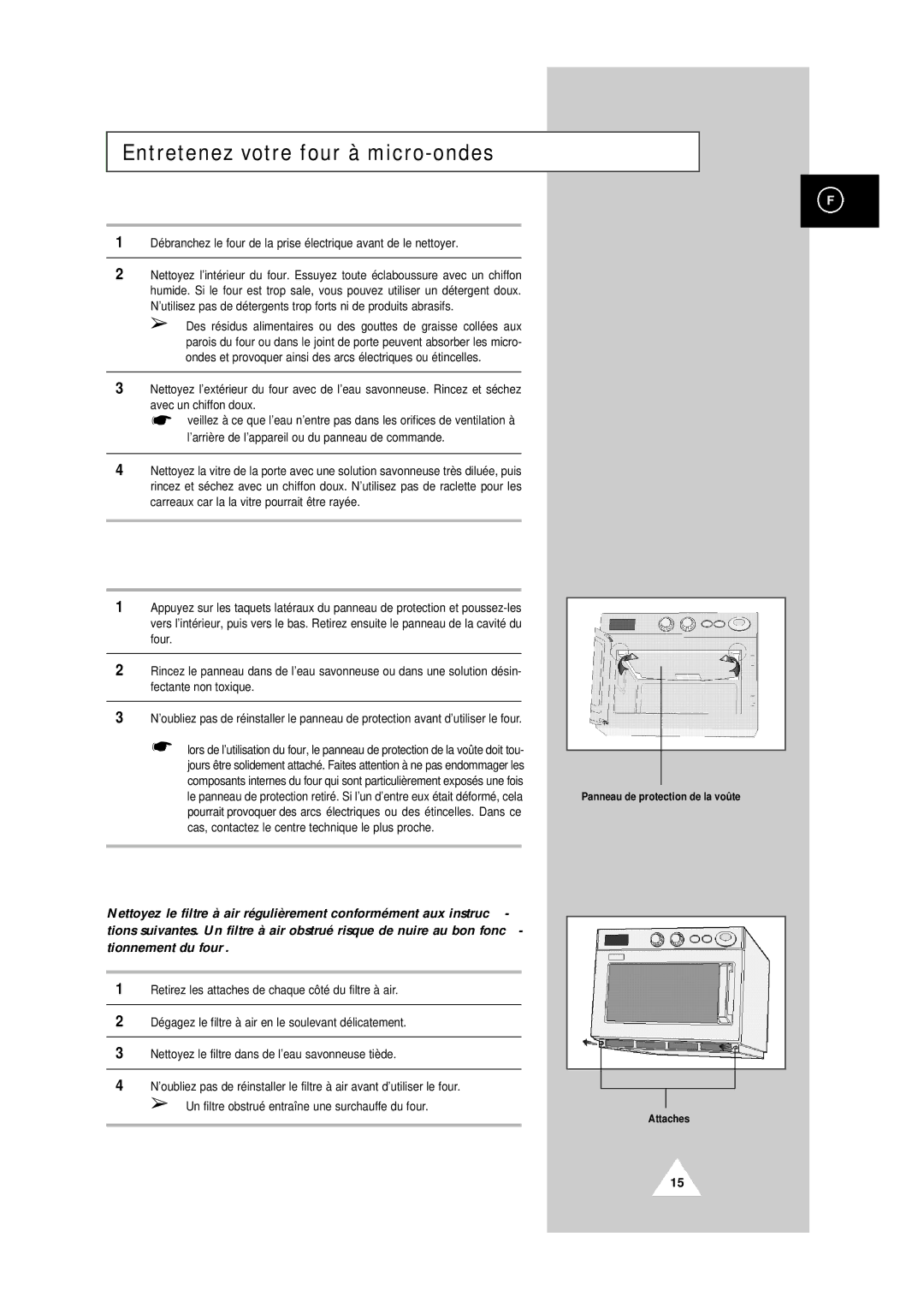 Samsung CM1819/XEF, CM1419/XEF manual Entretenez votre four à micro-ondes 