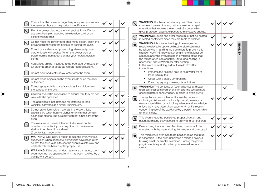 Samsung CM1529-1/XEU manual Result in delayed eruptive boiling,therefore care must 