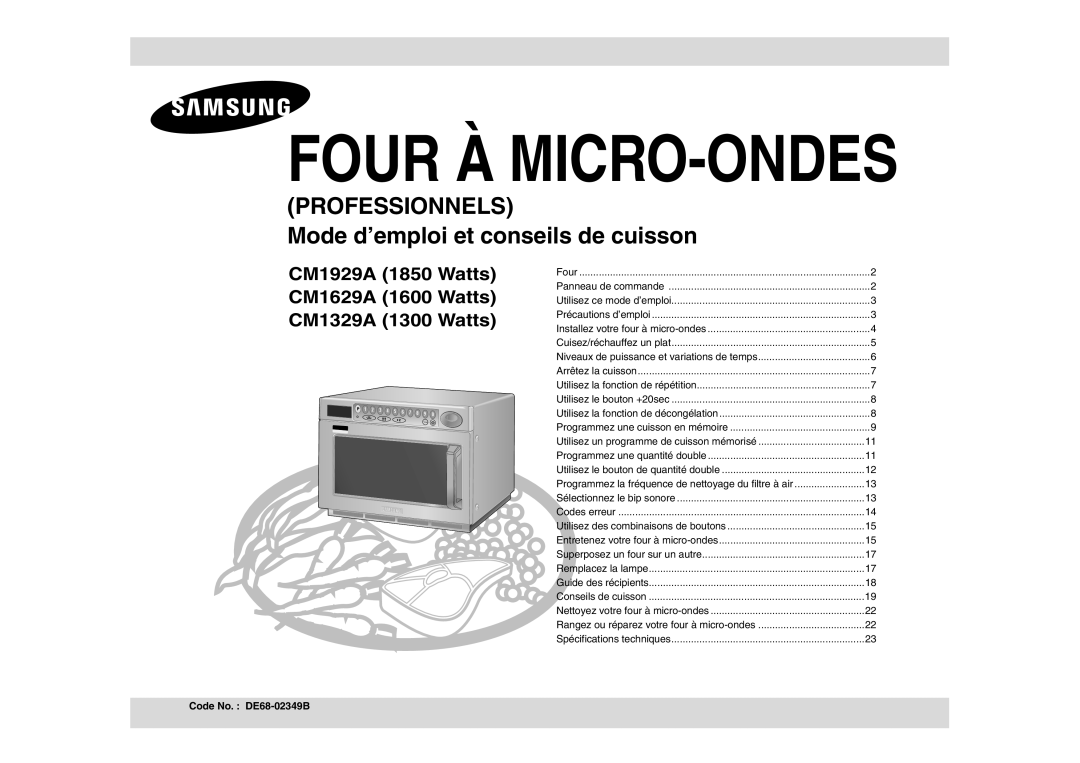 Samsung CM1629/XEF, CM1629A/XEU manual Four À MICRO-ONDES, Code No. DE68-02349B 