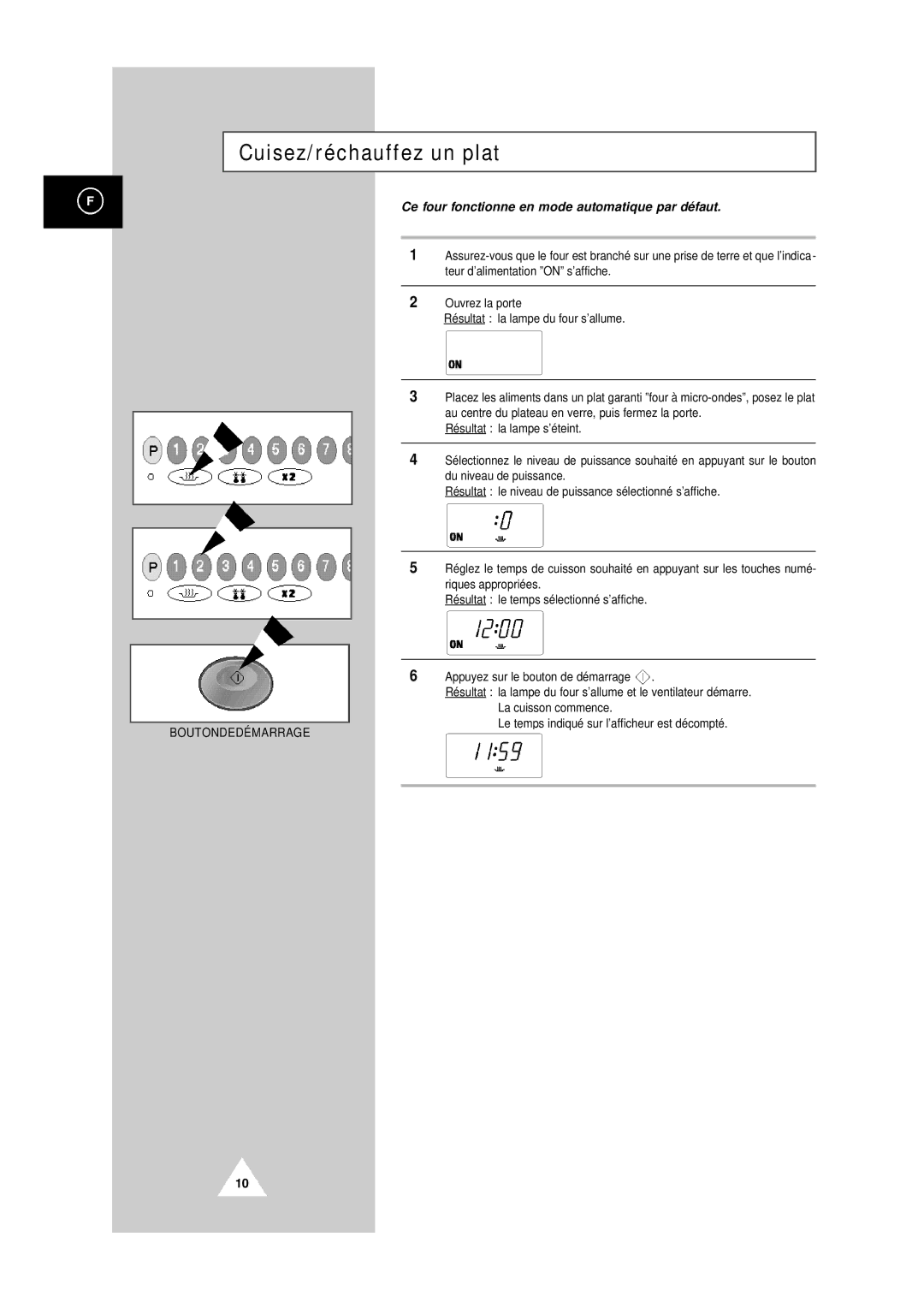 Samsung CM1829/XEF manual Cuisez/réchauffez un plat 