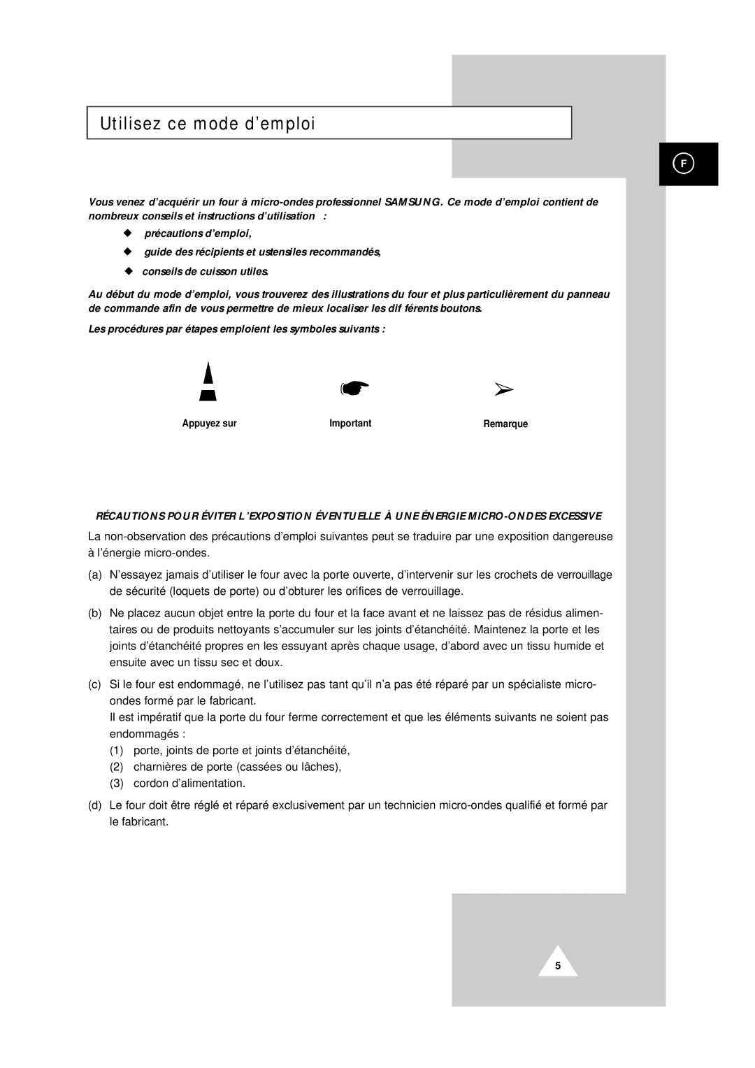 Samsung CM1829/XEF manual Utilisez ce mode d’emploi, Appuyez sur 