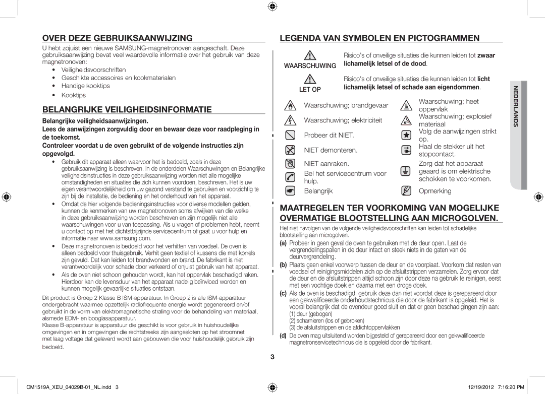 Samsung CM1519A-1/XEU manual Over deze gebruiksaanwijzing, Belangrijke veiligheidsinformatie, Materiaal, Probeer dit Niet 