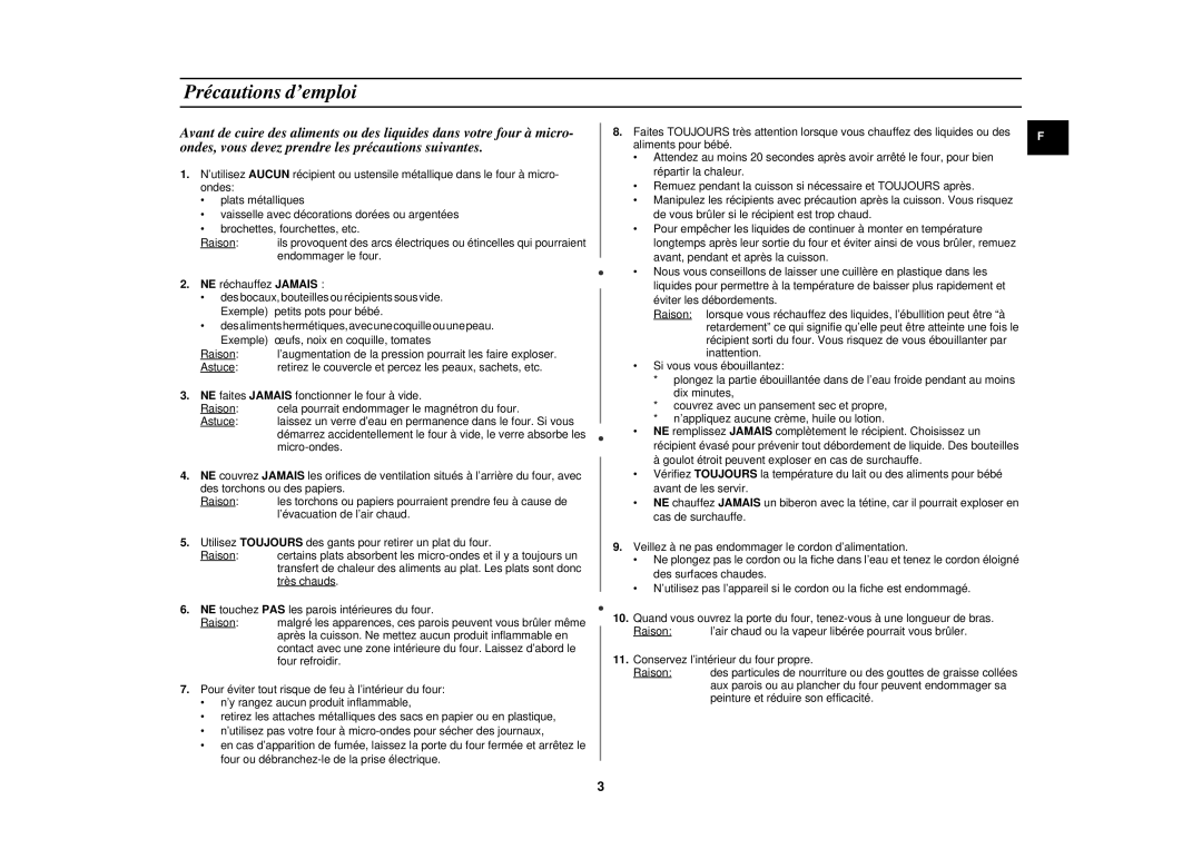 Samsung CM1919/XEN, CM1319/XEN, CM1919/SW manual Précautions d’emploi 