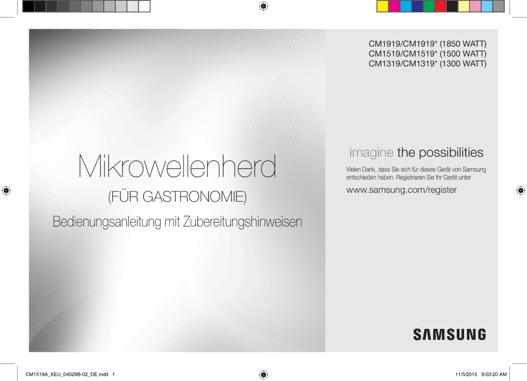 Samsung CM1919/SW, CM1919/XEN manual Mikrowellenherd 