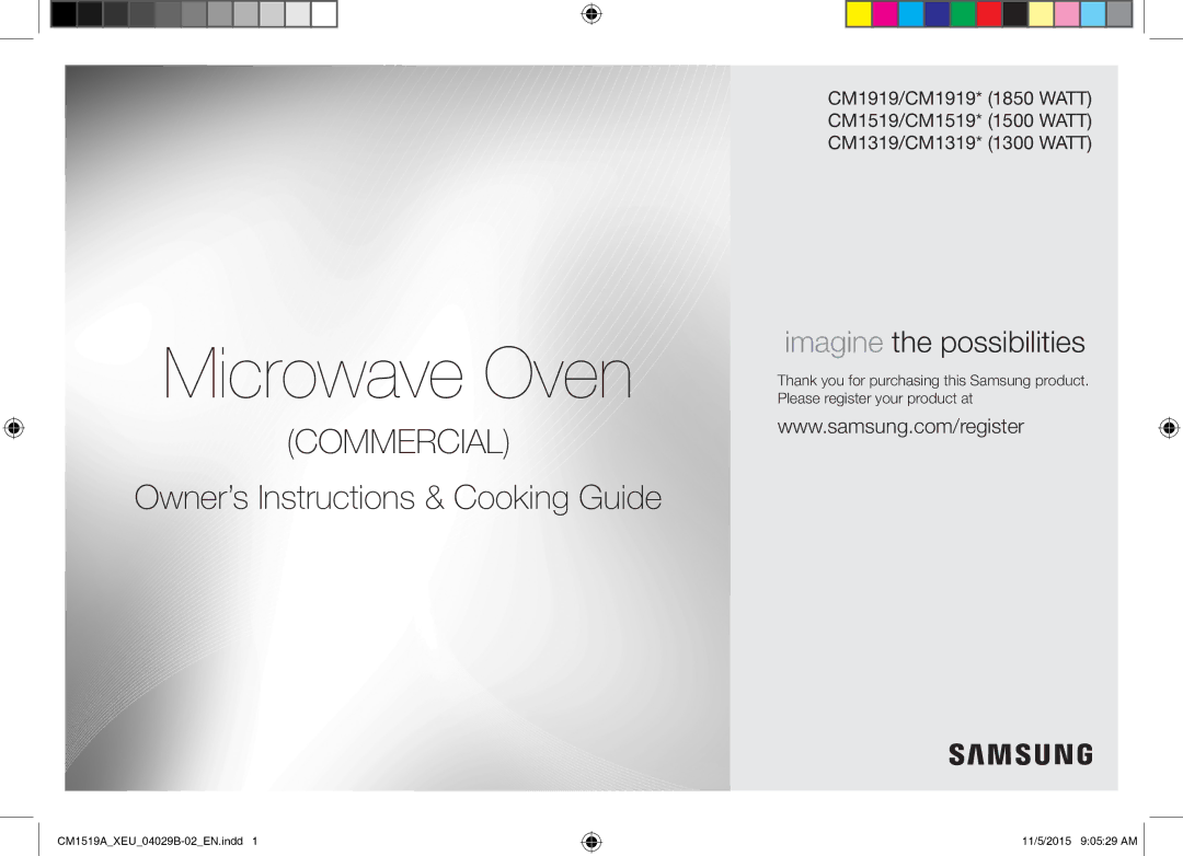 Samsung CM1919/SW, CM1919/XEN manual Microwave Oven 