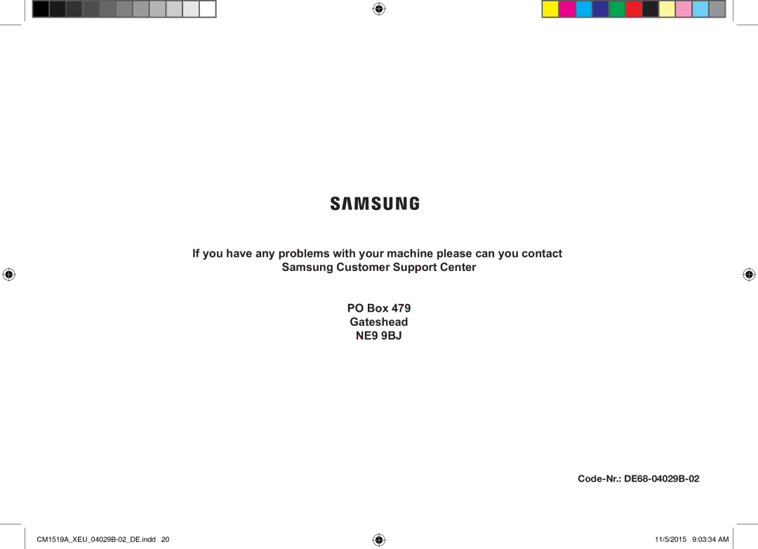 Samsung CM1919/XEN, CM1919/SW manual NE9 9BJ, Code-Nr. DE68-04029B-02 