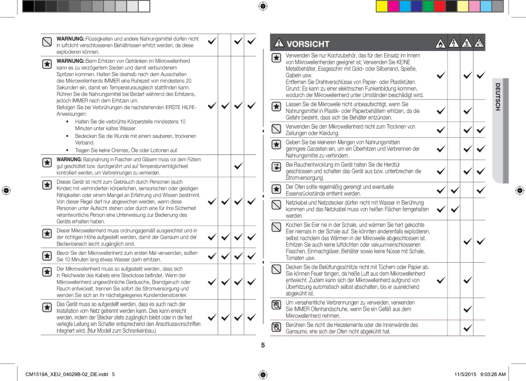 Samsung CM1919/SW, CM1919/XEN manual Vorsicht 