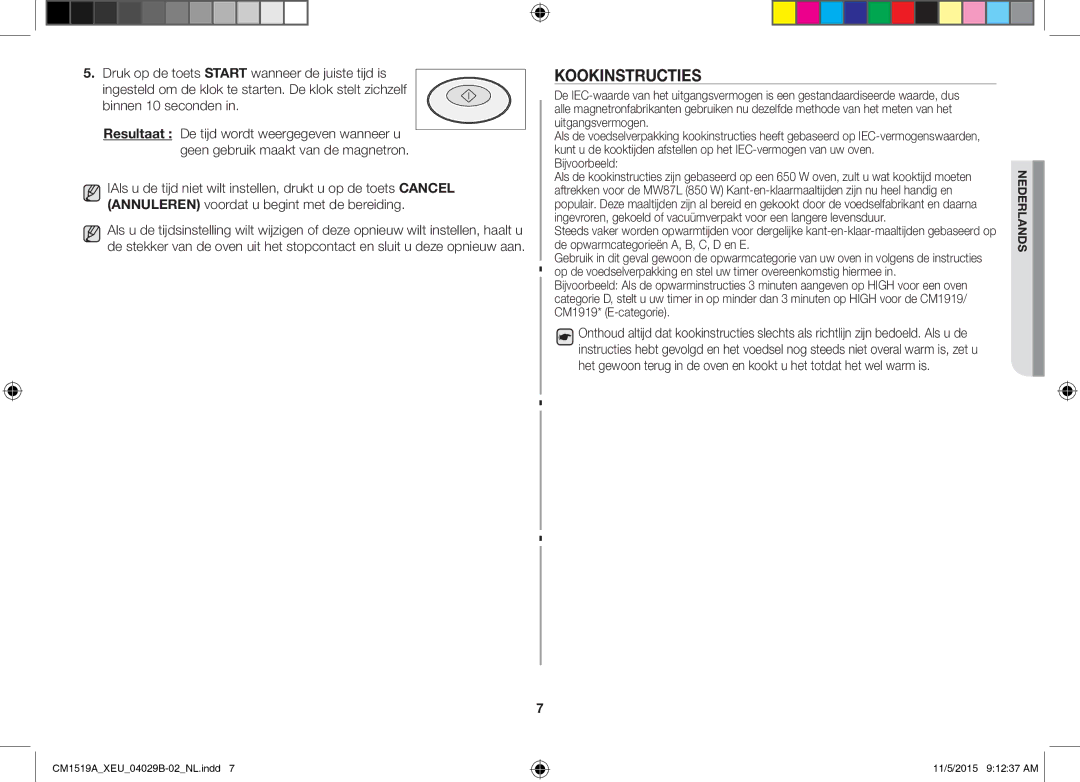 Samsung CM1919/SW, CM1919/XEN manual Kookinstructies, Bijvoorbeeld 