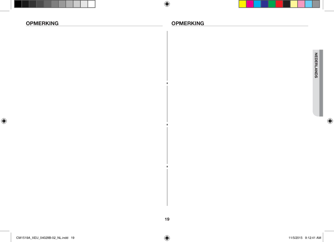 Samsung CM1919/SW, CM1919/XEN manual Opmerking 