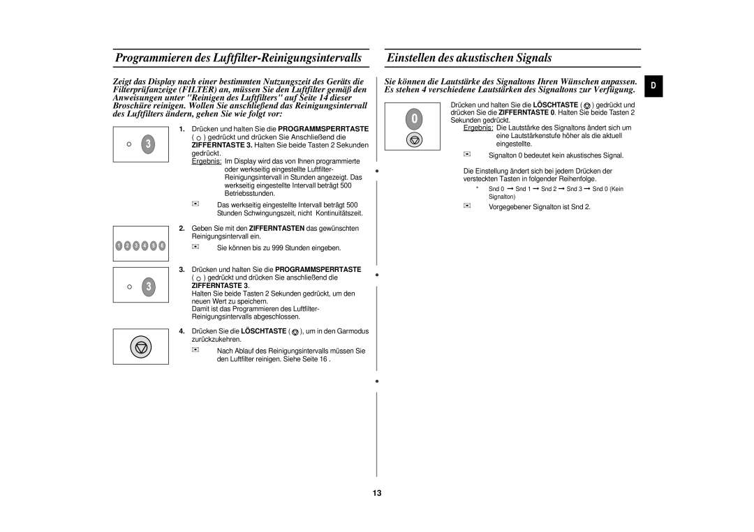 Samsung CM1929/XEG manual Einstellen des akustischen Signals, Zifferntaste 