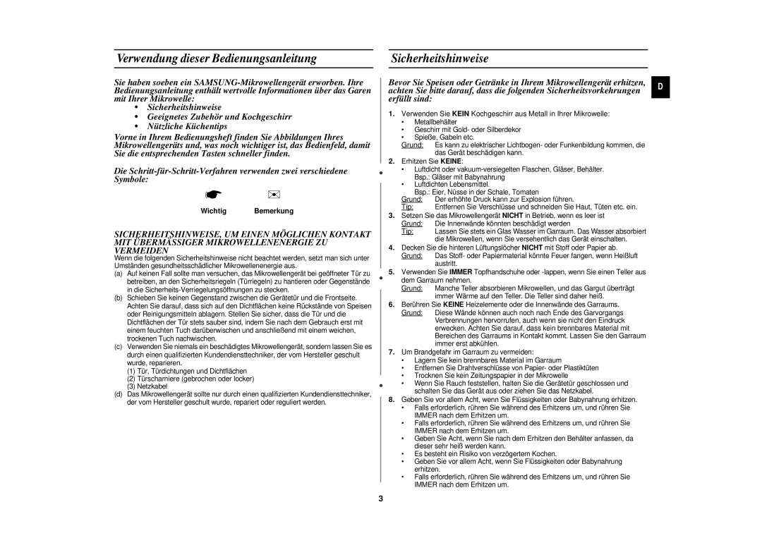 Samsung CM1929/XEG manual Verwendung dieser Bedienungsanleitung, Sicherheitshinweise, Wichtig Bemerkung, Tip 