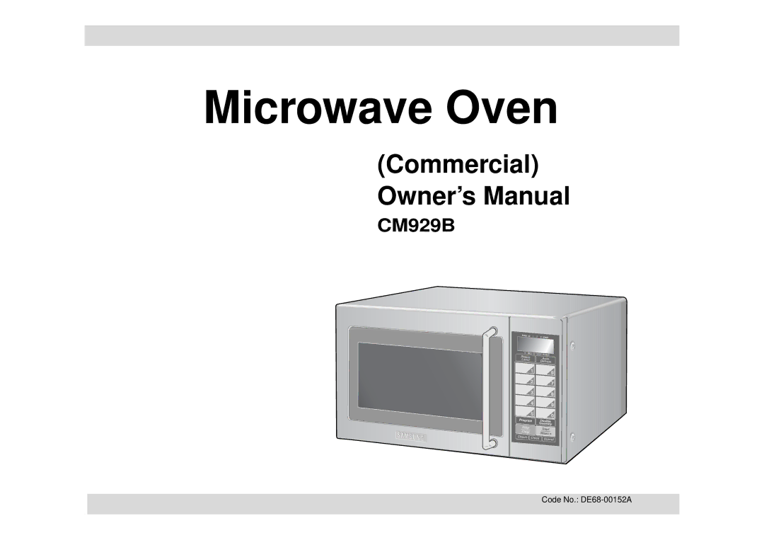 Samsung CM929B owner manual Microwave Oven 