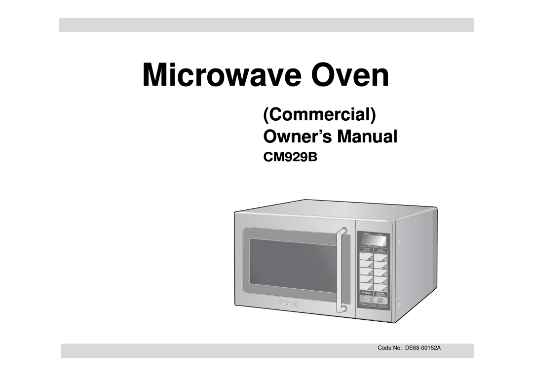 Samsung CM929B owner manual Microwave Oven 